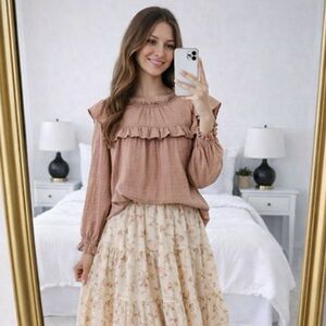 2/$30 Universal Thread Ruffle Peasant Cottagecore Long Sleeve Cotton Blouse